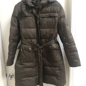Forest green knee length puffy coat